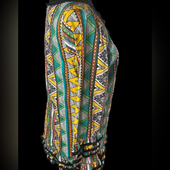 Almatrichi Multicolor Abstract design Long sleeves tunic top with ruffles NWT - Picture 12 of 14